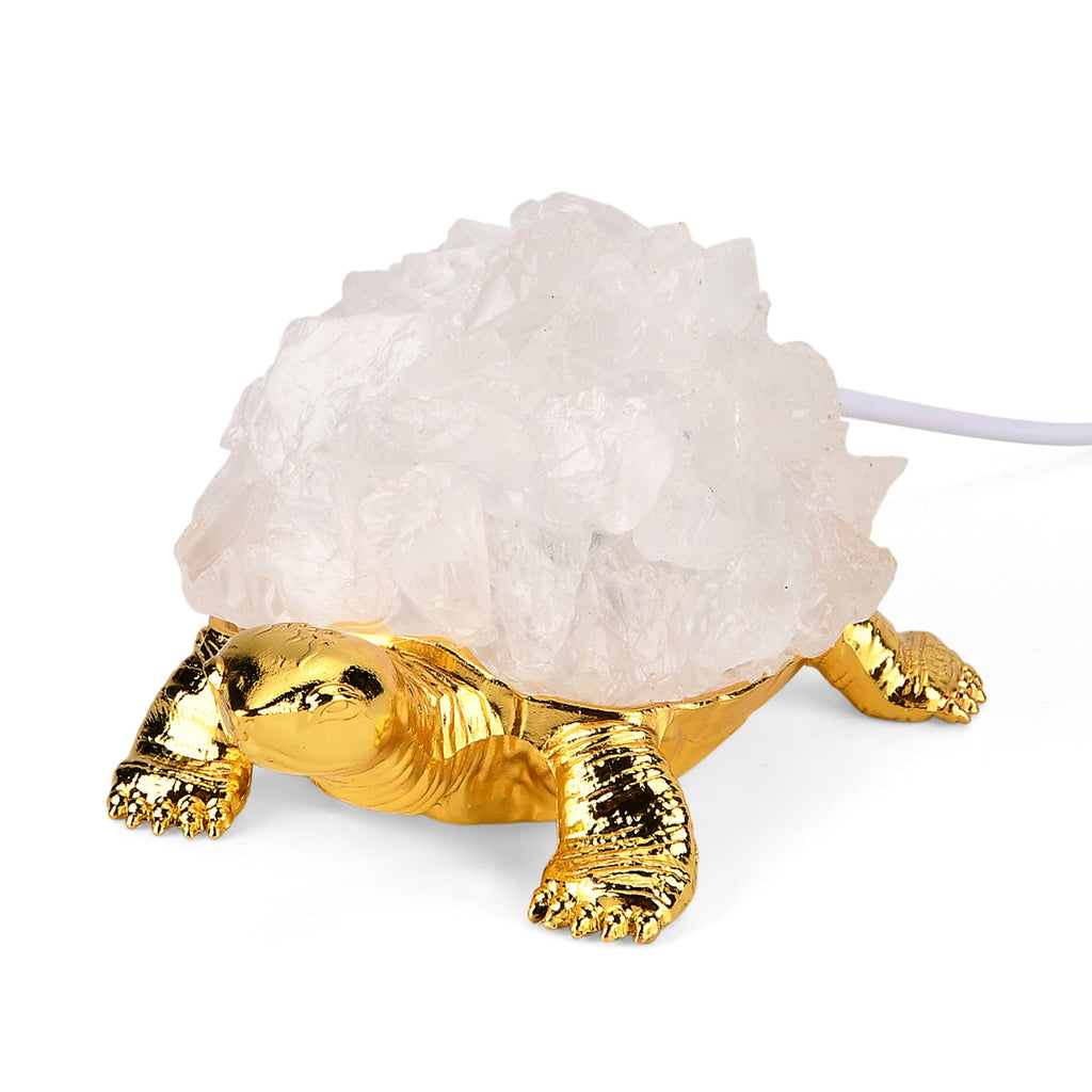 Crystal Shell Turtle Table Ornament with Internal LED Light (12cm) - Purple