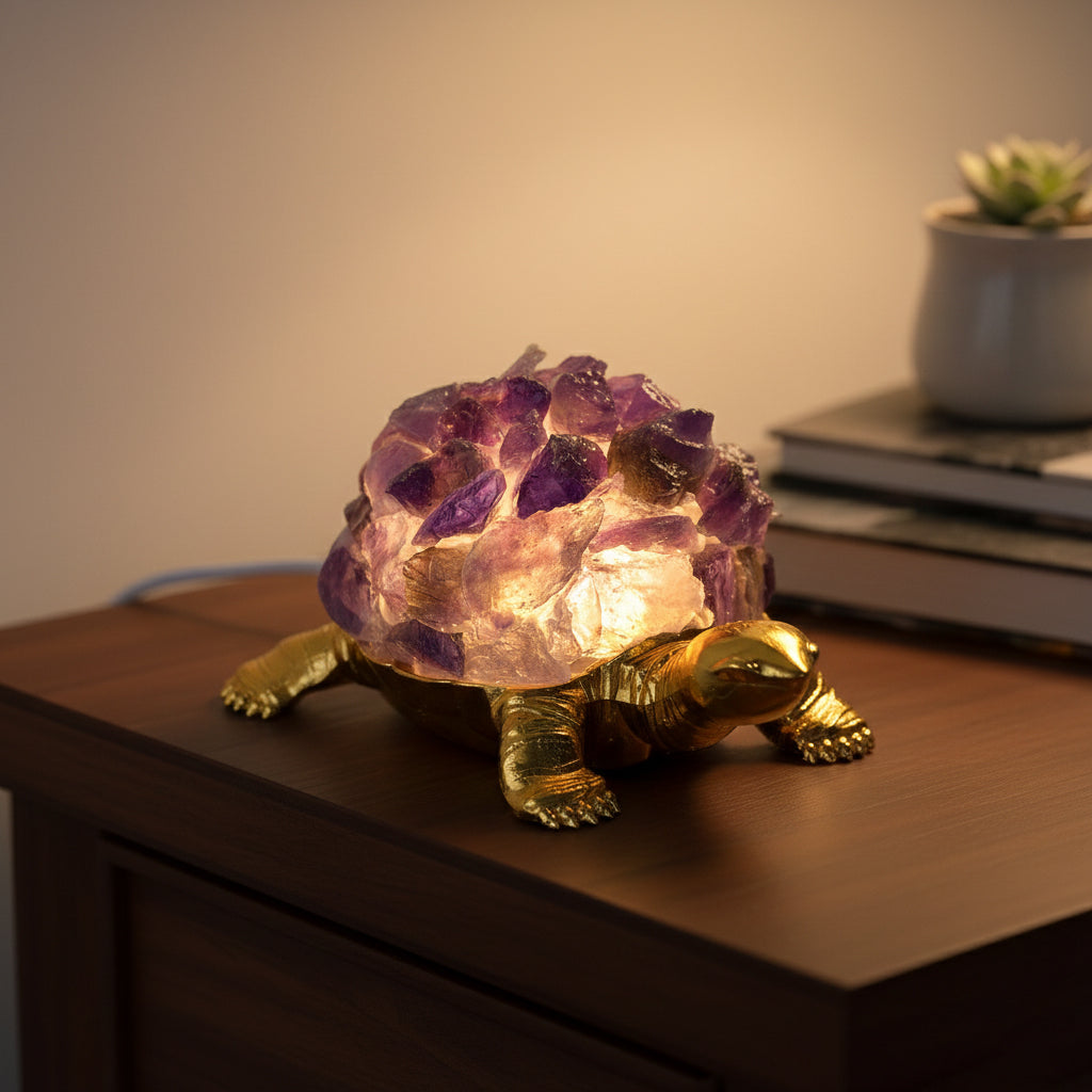 Crystal Shell Turtle Table Ornament with Internal LED Light (12cm) - Purple V32364682 2