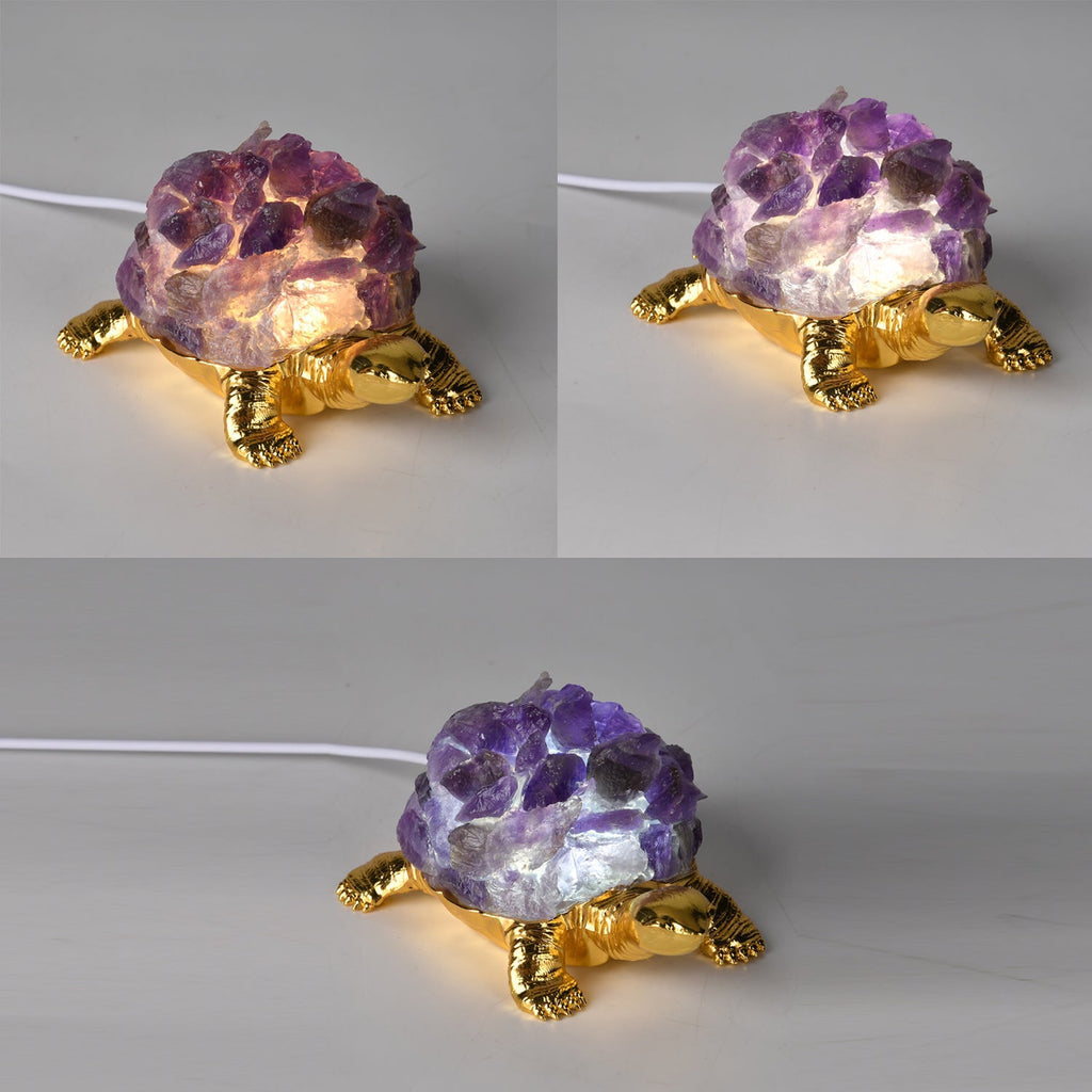 Crystal Shell Turtle Table Ornament with Internal LED Light (12cm) - Green
