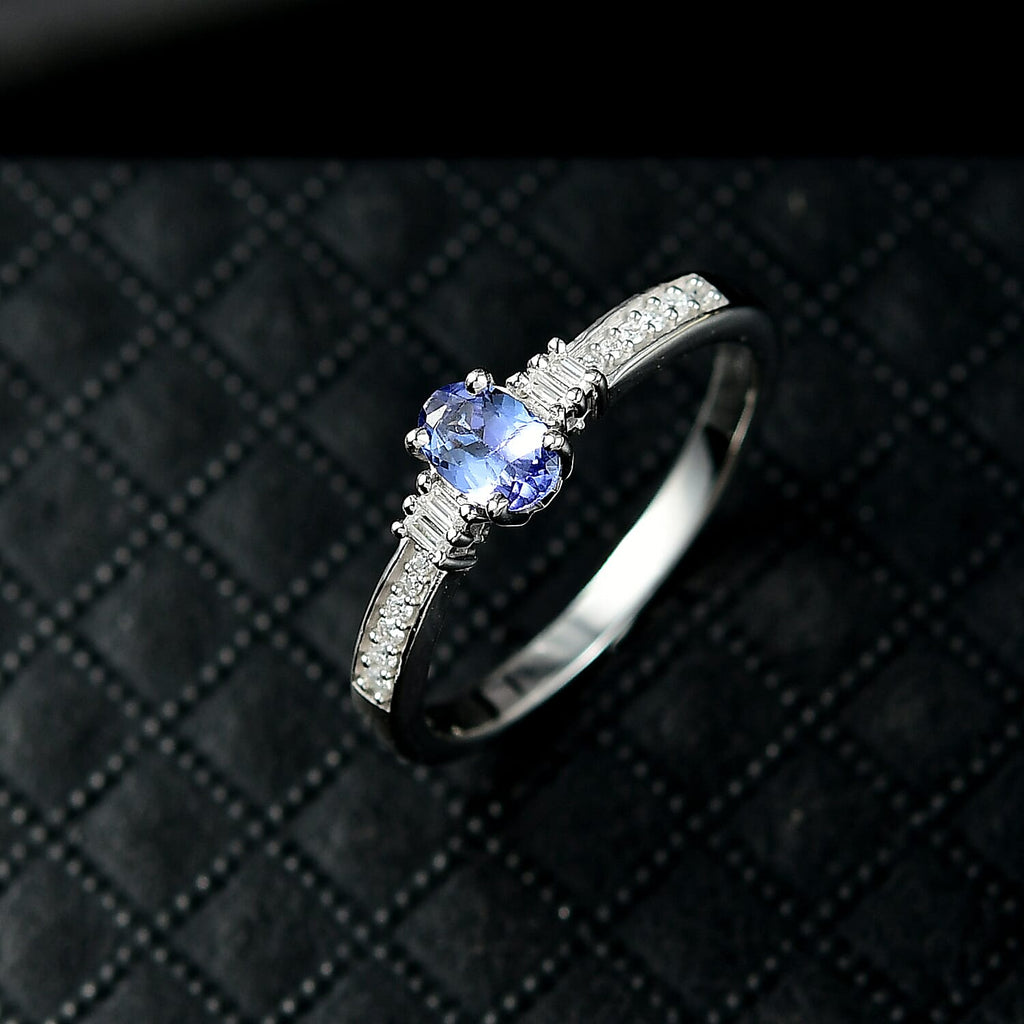 D'Joy - Premium Tanzanite & Moissanite Ring in Platinum Overlay Sterling Silver_8363405_1