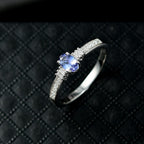 D'Joy - Premium Tanzanite & Moissanite Ring in Platinum Overlay Sterling Silver_8363405_1