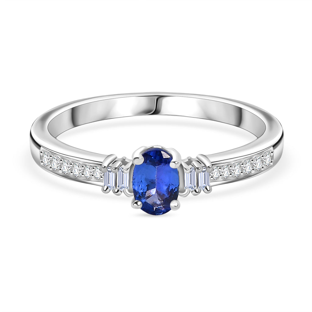 D'Joy - Premium Tanzanite & Moissanite Ring in Platinum Overlay Sterling Silver_8363409
