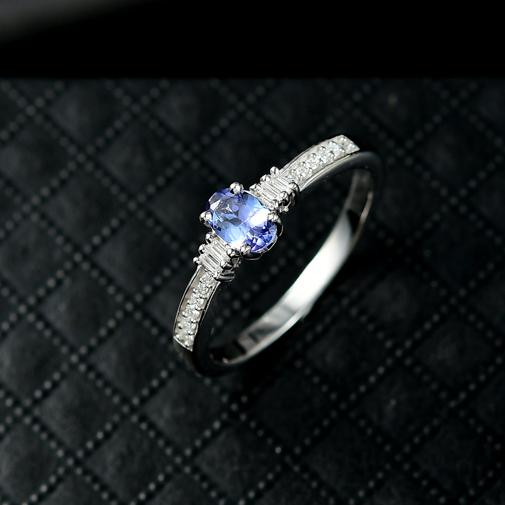 D'Joy - Premium Tanzanite & Moissanite Ring in Platinum Overlay Sterling Silver_8363409_1
