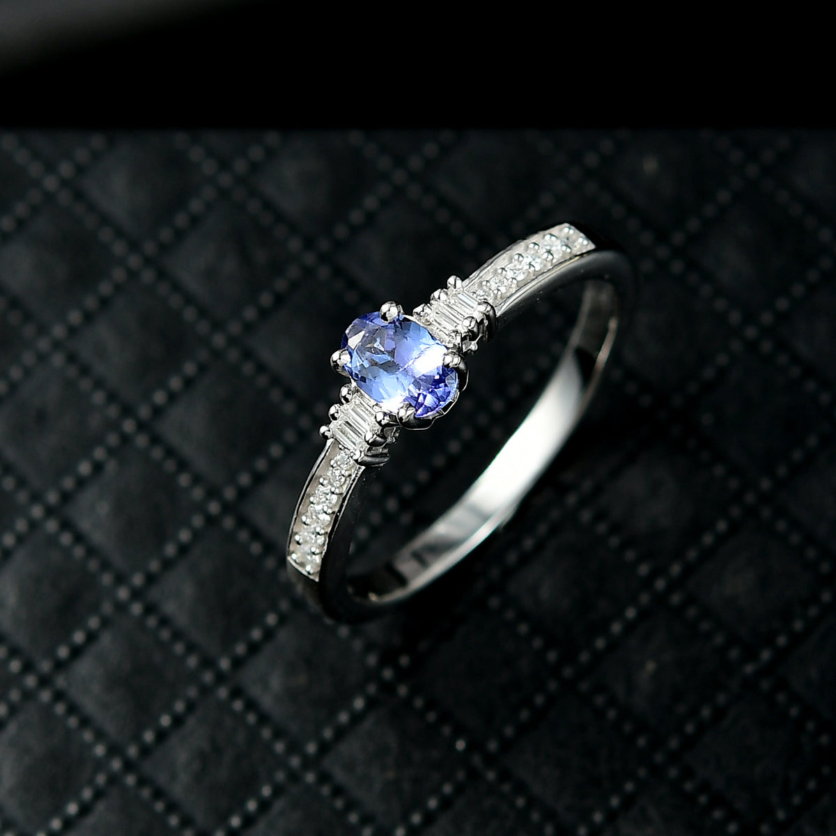 D'Joy Tanzanite, Moissanite Ring in Platinum Overlay Sterling Silver V32551543 2