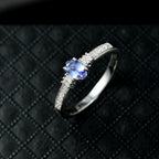 D'Joy - Premium Tanzanite & Moissanite Ring in Platinum Overlay Sterling Silver_8363409_1
