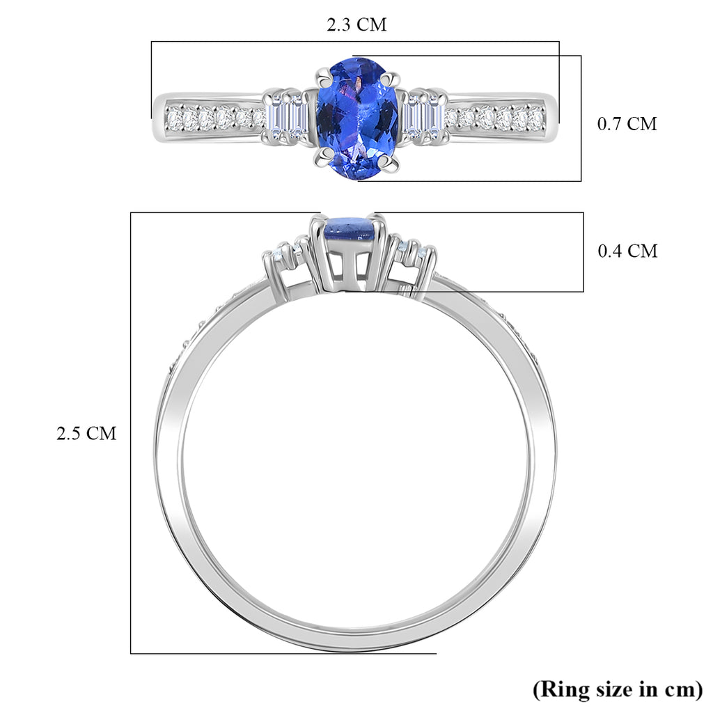 D'Joy - Premium Tanzanite & Moissanite Ring in Platinum Overlay Sterling Silver_8363409_5