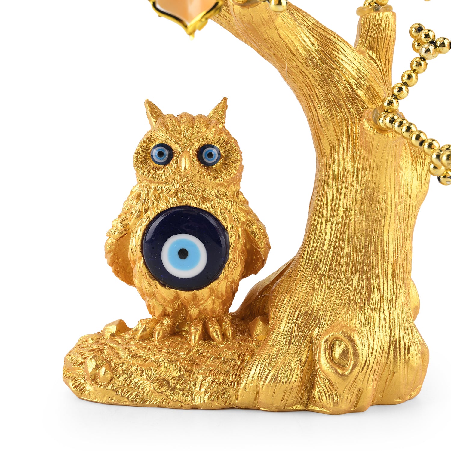 Feng Shui Fortune Tree &amp; Protective Symbolism Owl Resin Figurine (20 x 9cm) - Yellow V32513452 4