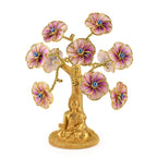 Resin Deco Buddha Bonsai Tree - Yellow Trunk Fortune Tree with Light Purple Flowers (20 x 9 cm)_8363445_1