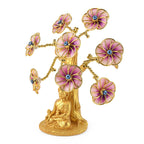 Resin Deco Buddha Bonsai Tree - Yellow Trunk Fortune Tree with Light Purple Flowers (20 x 9 cm)_8363445_2