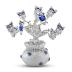 Resin Deco Owl Fortune Tree with Blue Owls (20 x 9 cm) - Silver_8363716_1