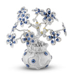 Resin Feng Shui Fortune Tree with Blue Flower (20 x 9 cm) - Silver_8363718