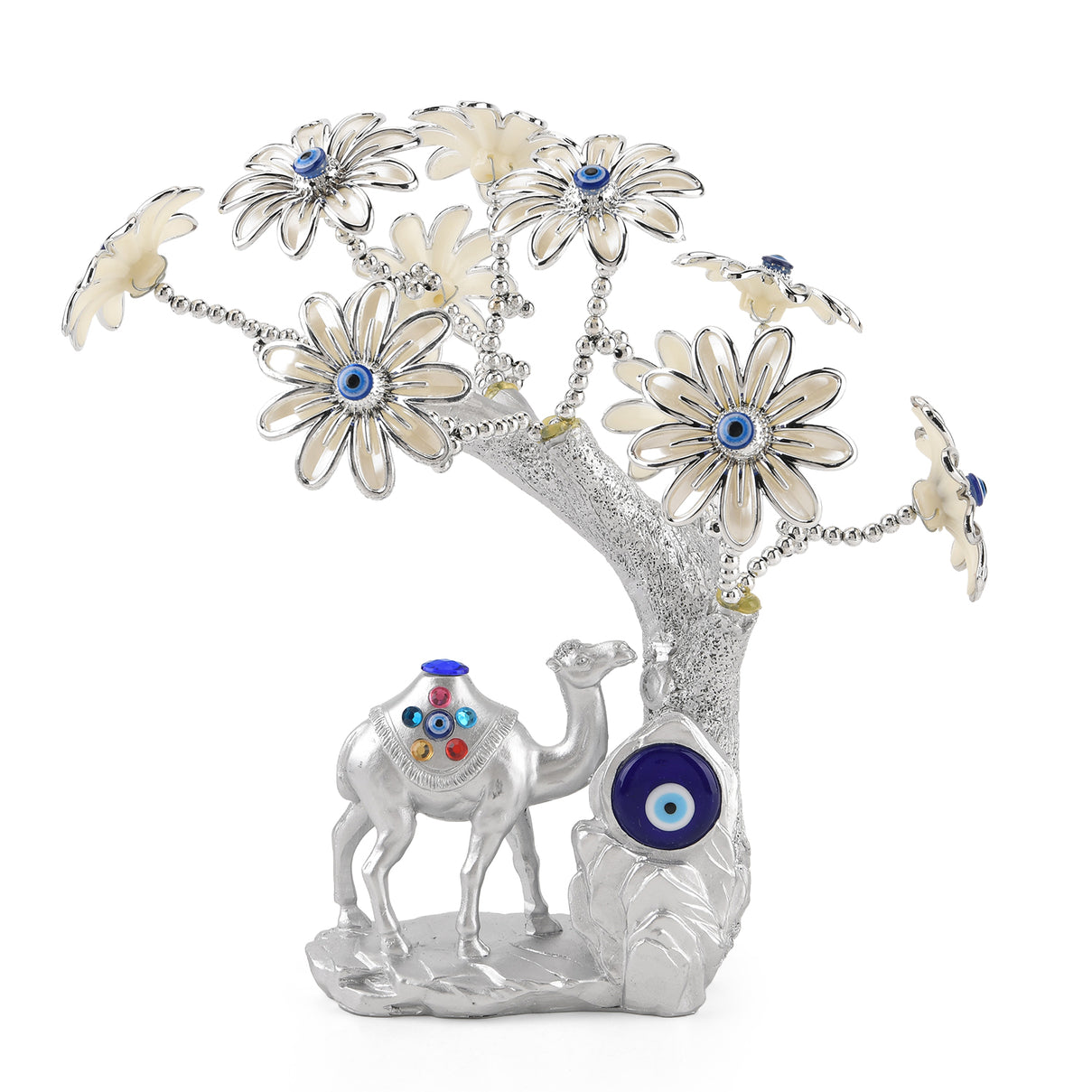 Resin Camel Feng Shui Fortune Tree with Flower (20 x 9 cm) - Silver V32513738 0