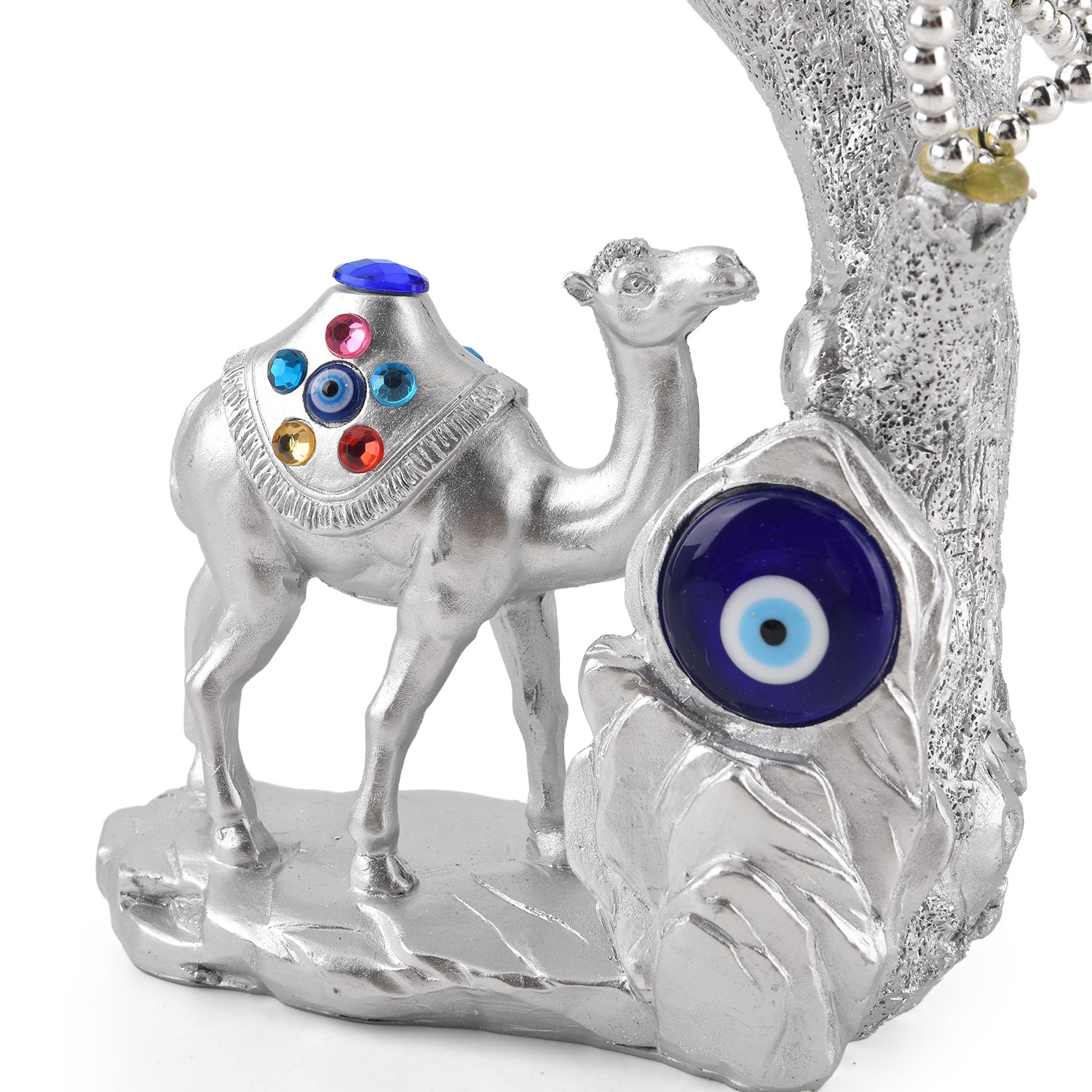 Resin Camel Feng Shui Fortune Tree with Flower (20 x 9 cm) - Silver V32513738 4