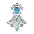 Sajen Silver- Optic Fiber Pink Pearl Coating & Multi Gemstones Pendant in Rhodium Overlay Sterling Silver 29.36 Ct_8364076_4