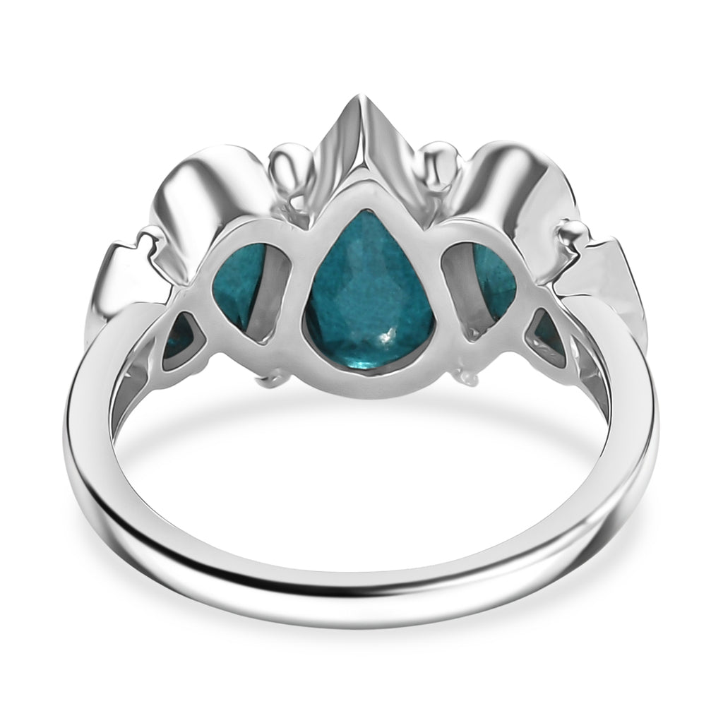 Sajen Silver- Indicolite Quartz Pear Cut 5 Stone Ring in Rhodium Overlay Sterling Silver 7.27 Ct._8364124_4