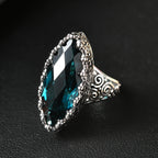 Sajen Silver Indicolite Quartz Ring in Rhodium Overlay Sterling Silver 11.90 Ct, Silver Wt. 6.79 Gms._8364170_1