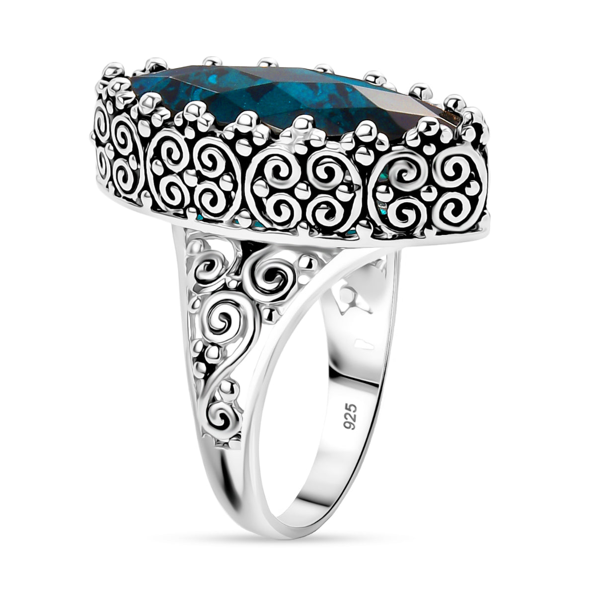 Sajen Silver Indicolite Quartz Solitaire Ring in Rhodium Overlay Sterling Silver 11.90 Ct. 8364170 3