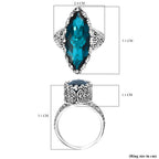 Sajen Silver Indicolite Quartz Ring in Rhodium Overlay Sterling Silver 11.90 Ct, Silver Wt. 6.79 Gms._8364170_5
