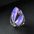 Sajen Silver - Opal Doublet & Rainbow Lavender Ring in Rhodium Overlay Sterling Silver 10.12 Ct, Silver Wt. 5.00 Gms._8364182_1