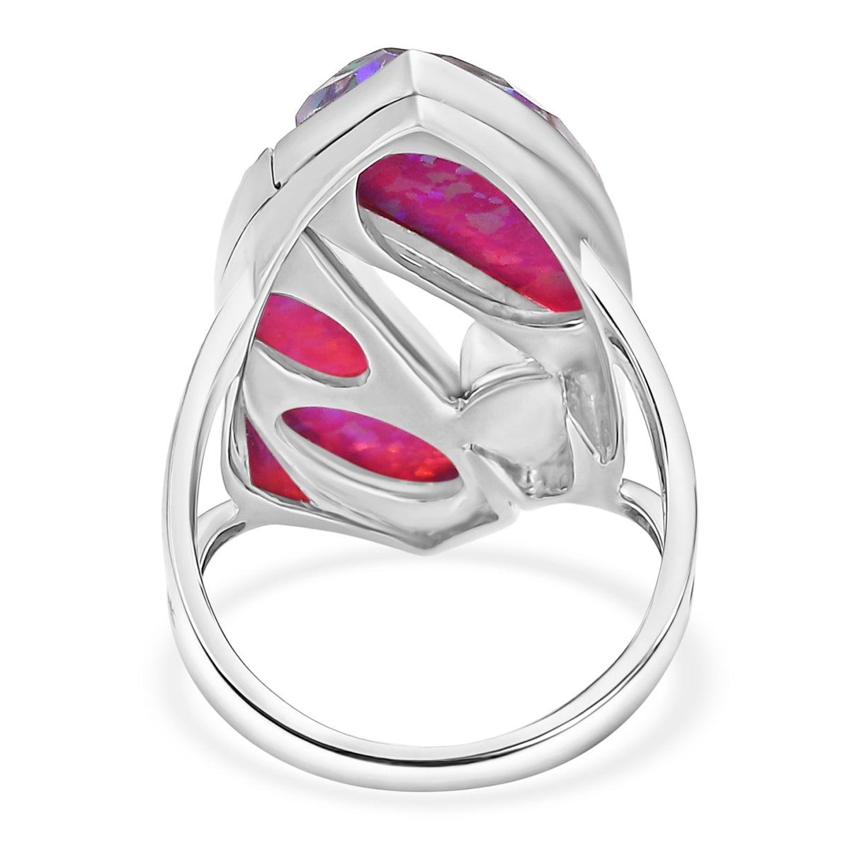 Sajen Silver - Opal Doublet, Rainbow Lavender Boho Ring in Rhodium Overlay Sterling Silver 10.12 Ct. 8364182 4