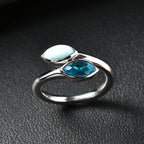 Sajen Silver Larimar & Celestial Swiss Blue Mystic Quartz Adjustable Ring in Rhodium Overlay Sterling Silver 1.20 Ct._8364252_1