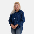 La Marey Limited Collection Womens Embroidered Soft Denim Shirt (Size 12 to 14) - Dark Denim_8364709