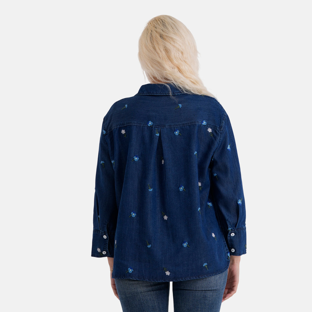 La Marey Limited Collection Womens Embroidered Soft Denim Shirt (Size 12 to 14) - Dark Denim_8364709_2