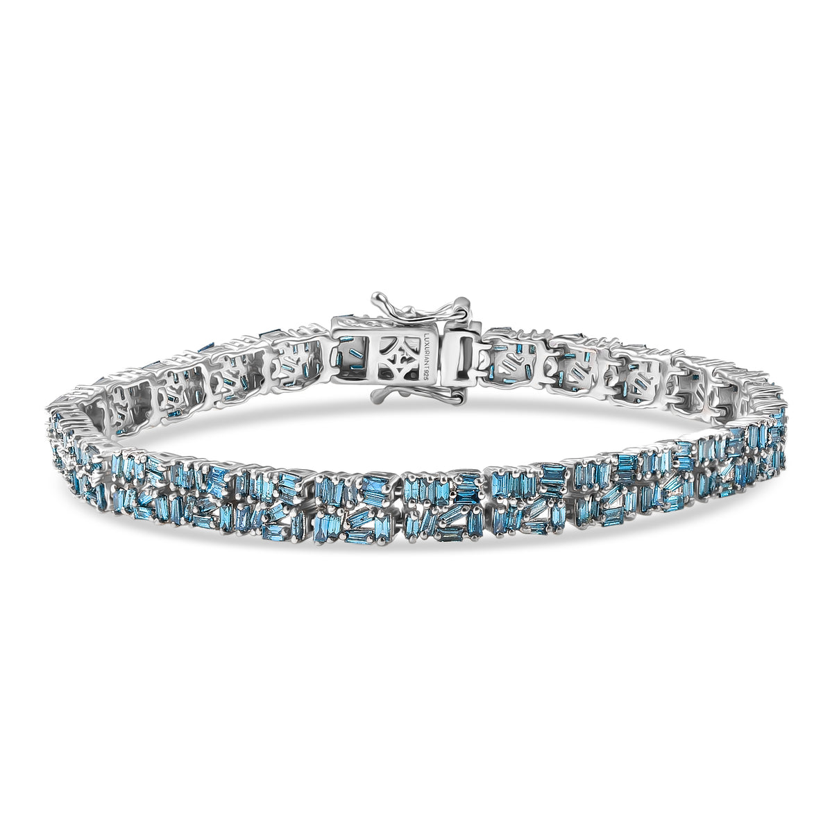 LUXURIANT 4.9 Ct. Lab Grown Blue Diamond Cluster Bracelet in Rhodium Sterling Silver 8365461 0