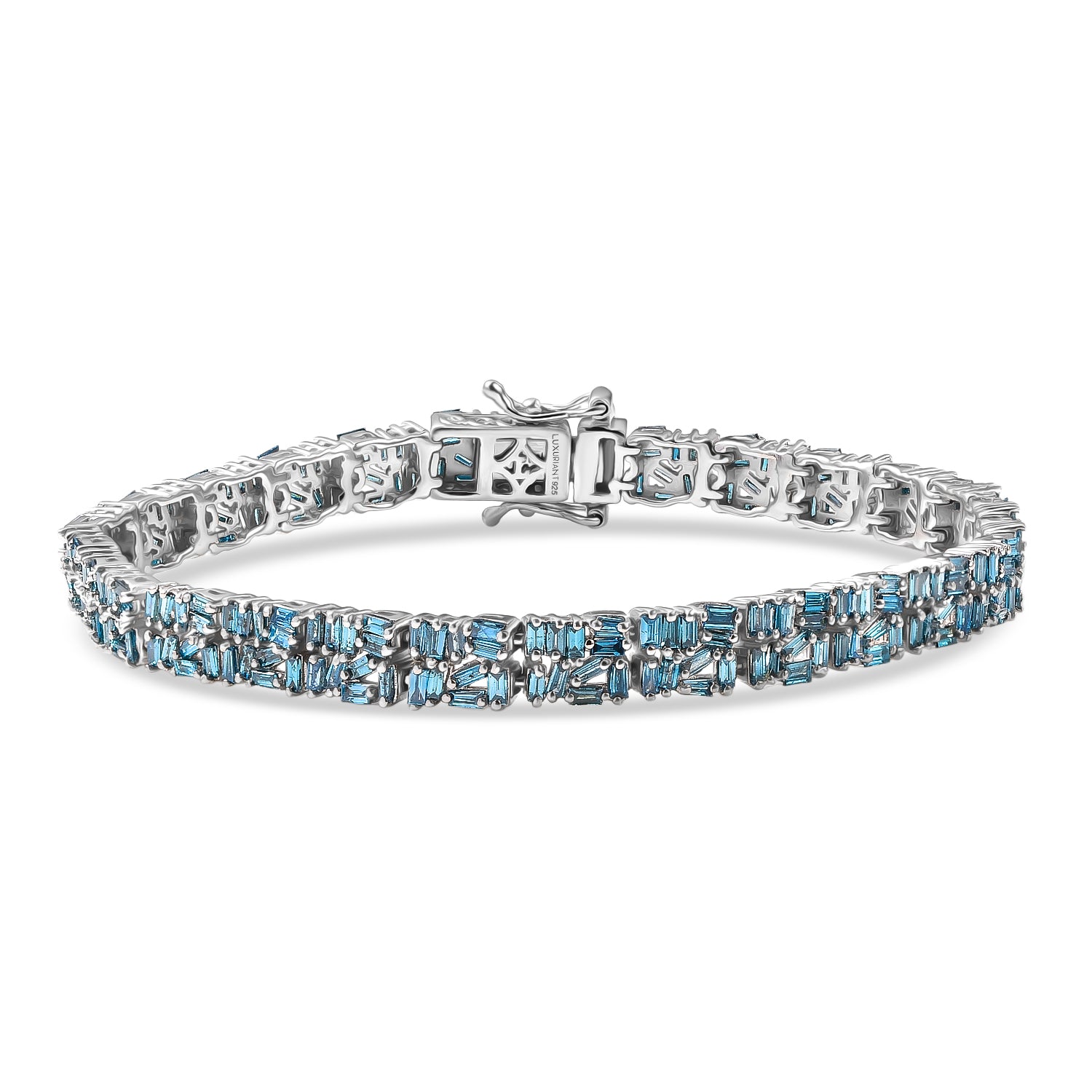 LUXURIANT 4.9 Ct. Lab Grown Blue Diamond Cluster Bracelet in Rhodium Sterling Silver 8365461 0