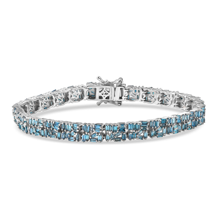 LUXURIANT 4.9 Ct. Lab Grown Blue Diamond Cluster Bracelet in Rhodium Sterling Silver 8365461 1