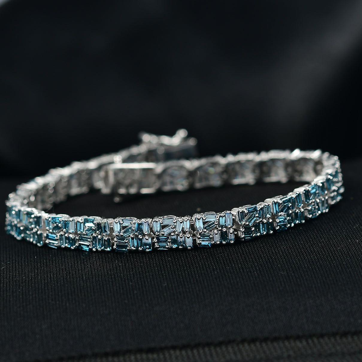LUXURIANT 4.9 Ct. Lab Grown Blue Diamond Cluster Bracelet in Rhodium Sterling Silver 8365461 2