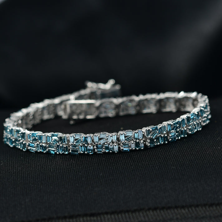 LUXURIANT 4.9 Ct. Lab Grown Blue Diamond Cluster Bracelet in Rhodium Sterling Silver 8365461 2