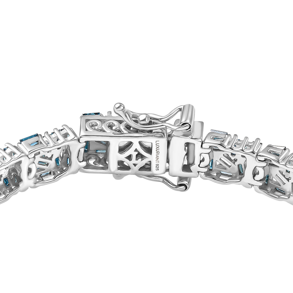 Luxuriant Lab Grown Blue Diamond (SI/GH) Cluster Bracelet (Size 7.5) with GB Lock Box in Rhodium Overlay Sterling Silver 4.99 Ct, Silver Wt. 13.32 Gms._8365461_3