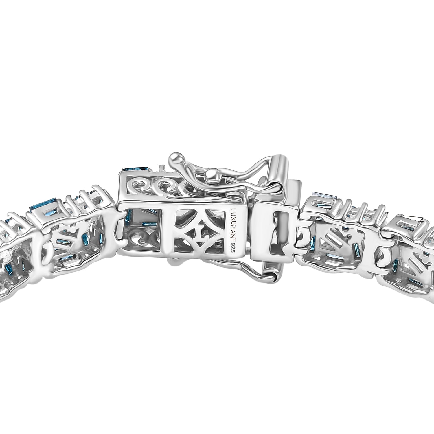 LUXURIANT 4.9 Ct. Lab Grown Blue Diamond Cluster Bracelet in Rhodium Sterling Silver 8365461 4