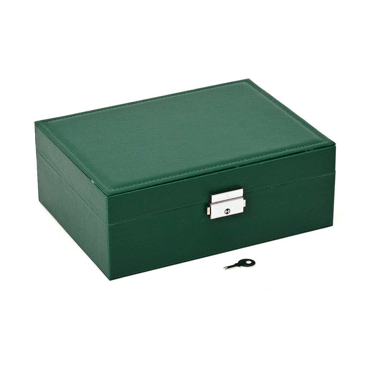2 Layers Jewellery Box, Elegant Jewellery Organiser With Lock And Key - Neon Green 8366486 3