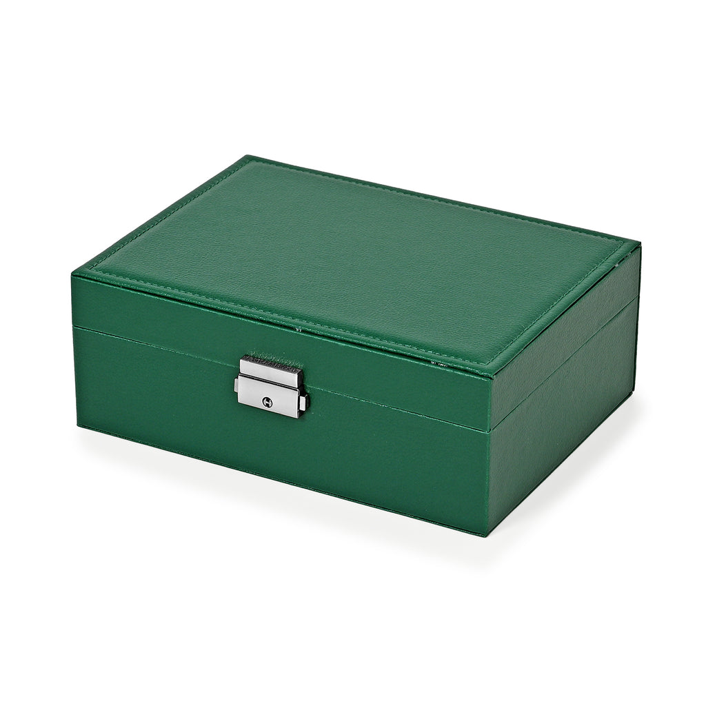 2 Layers Jewellery Box, Elegant Jewellery Organiser With Lock And Key - Neon Green_8366486_3