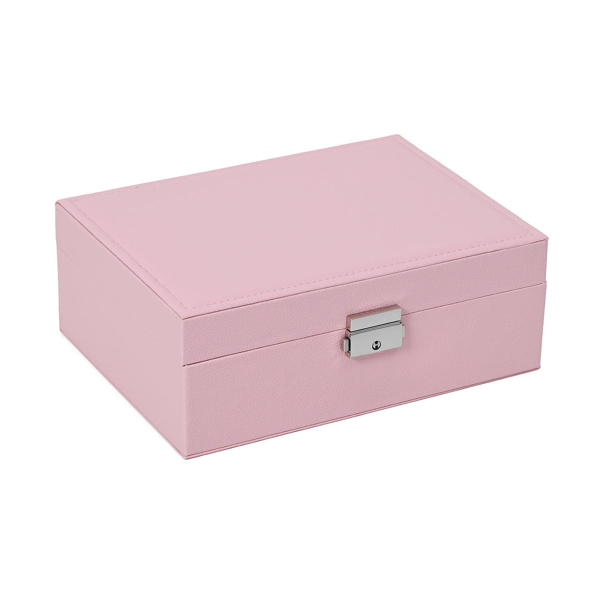 2 Layers Jewellery Box, Elegant Jewellery Organiser With Lock And Key - Pink 8366487 3
