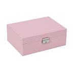 2 Layers Jewellery Box, Elegant Jewellery Organiser With Lock And Key - Pink_8366487_2