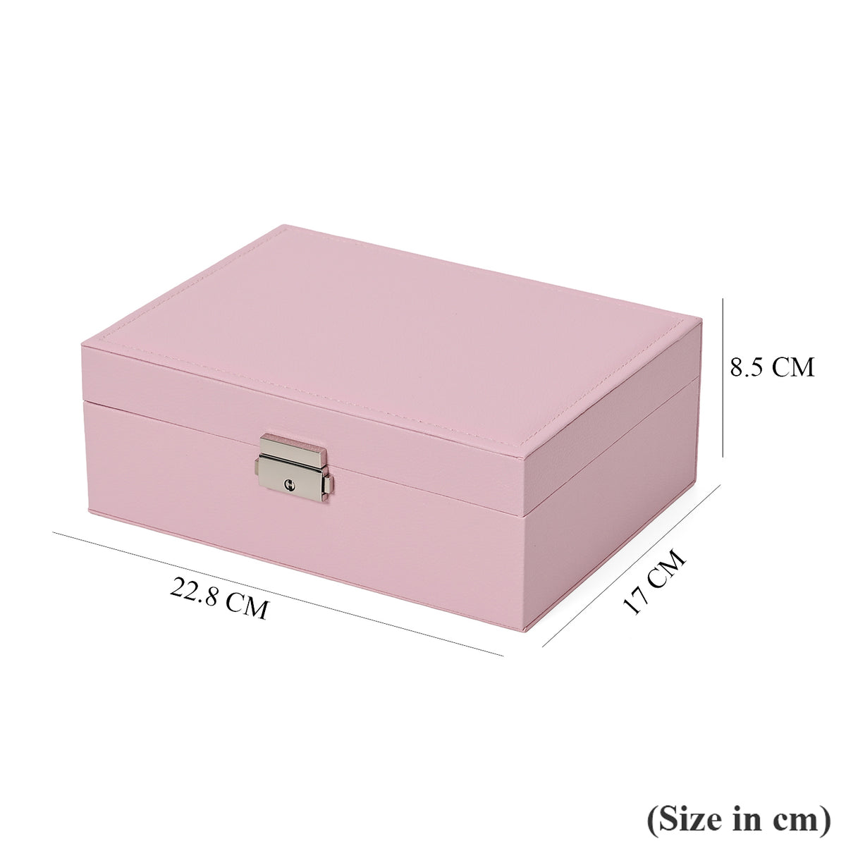 2 Layers Jewellery Box, Elegant Jewellery Organiser With Lock And Key - Pink 8366487 4