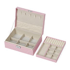 2 Layers Jewellery Box, Elegant Jewellery Organiser With Lock And Key - Pink_8366487_5