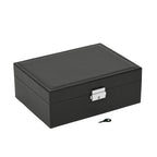 2 Layers Jewellery Box, Elegant Jewellery Organiser With Lock And Key - Black_8366489_2