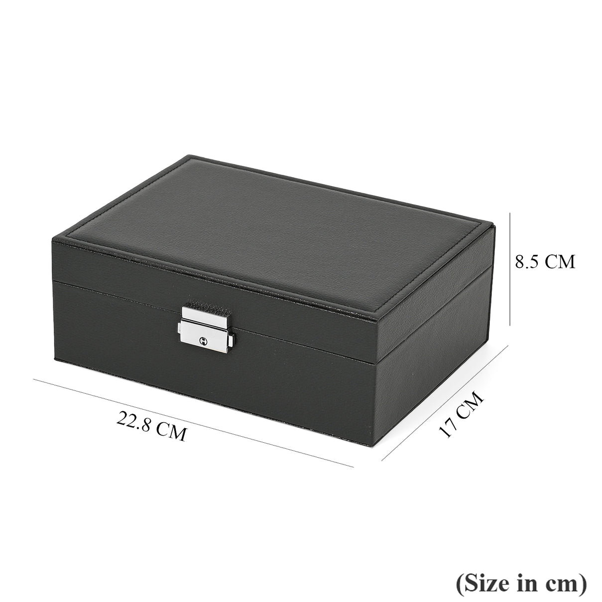 2 Layers Jewellery Box, Elegant Jewellery Organiser With Lock And Key - Black V32531253 4
