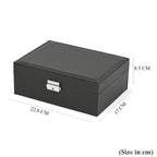 2 Layers Jewellery Box, Elegant Jewellery Organiser With Lock And Key - Black_8366489_3