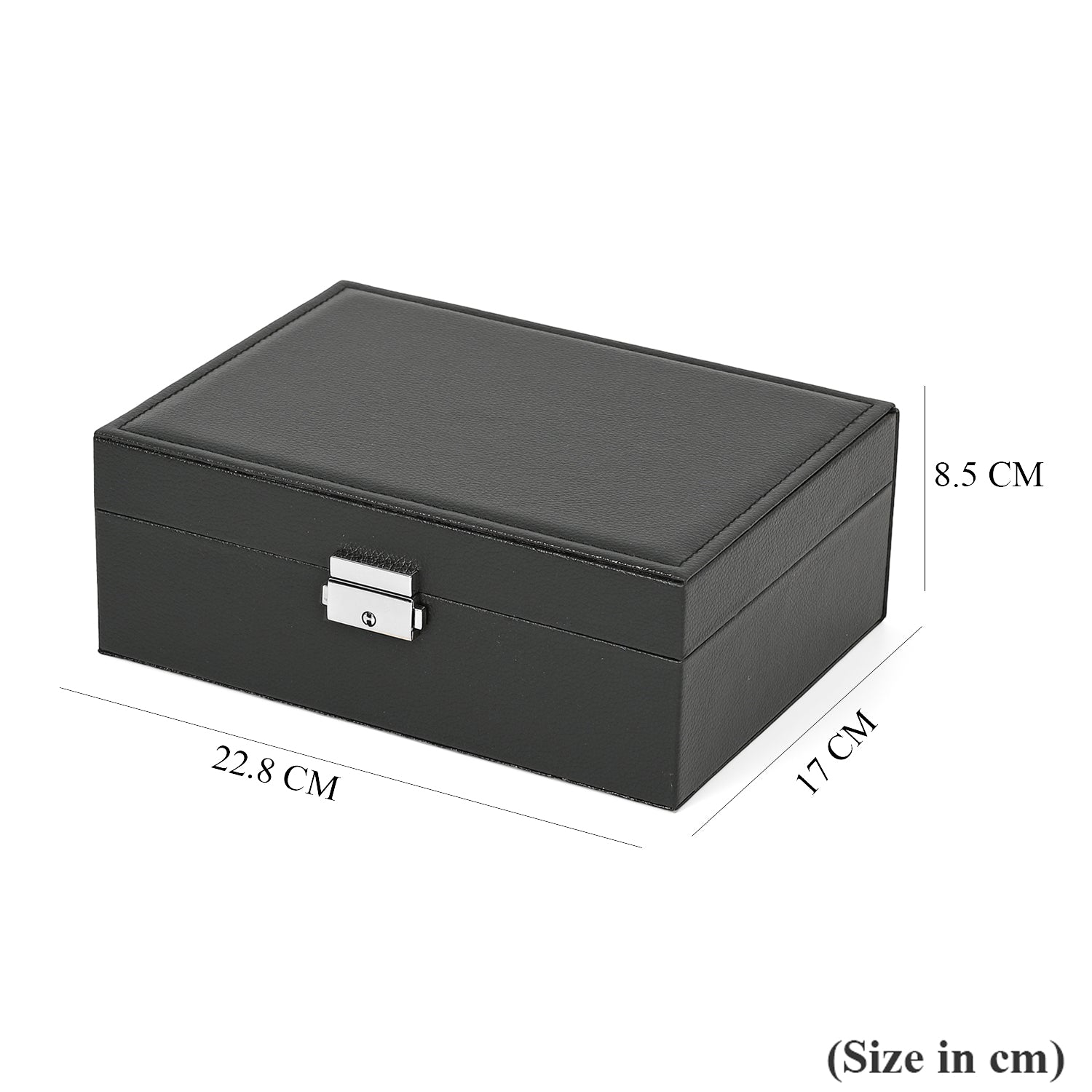 2 Layers Jewellery Box, Elegant Jewellery Organiser With Lock And Key - Black V32531253 4
