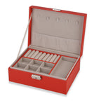 2 Layers Jewellery Box, Elegant Jewellery Organiser With Lock And Key - Red_8366492