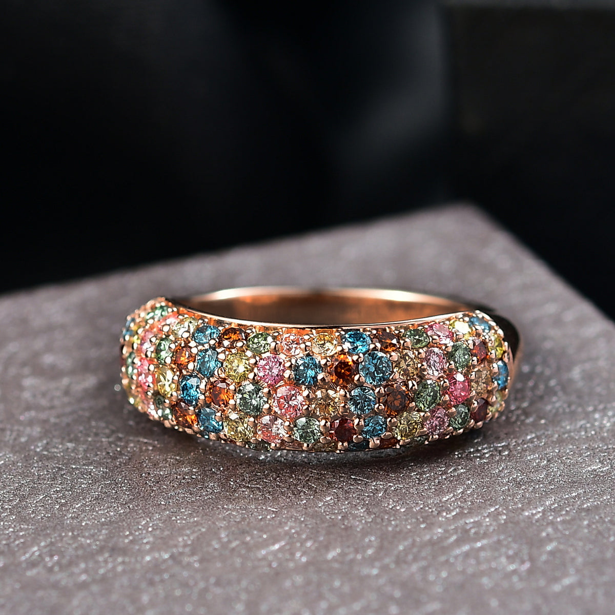 LUXURIANT 1.53 Ct. Lab Grown Red Diamond Cluster Ring in 18K Vermeil Rose Gold Sterling Silver 8366857 2