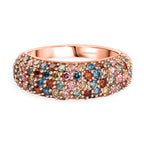 Luxuriant Lab Grown Red Diamond & Multi Diamond Colour Ring in 18K Vermeil Rose Gold Plated Sterling Silver 1.53 Ct._8366860