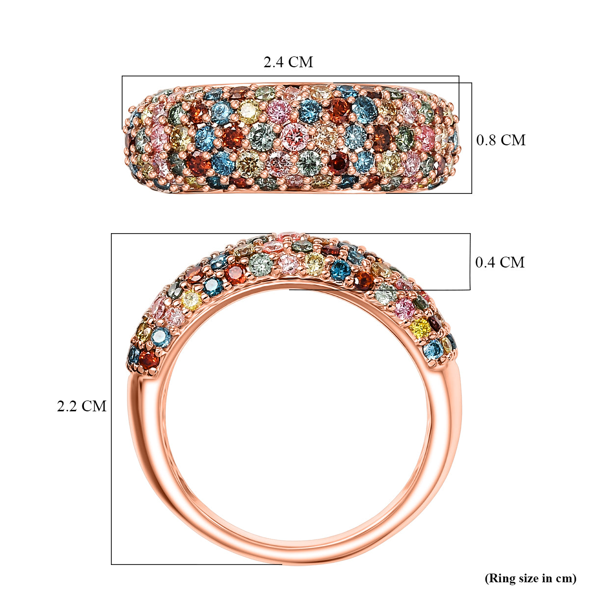 LUXURIANT 1.53 Ct. Lab Grown Red Diamond Cluster Ring in 18K Vermeil Rose Gold Sterling Silver V32687152 6