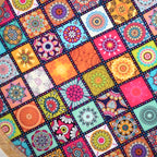 Mango Wood Multi-Colour Enamelled Checkered Mosaic Round End Coffee Table (45 x 45cm)_8367276_7