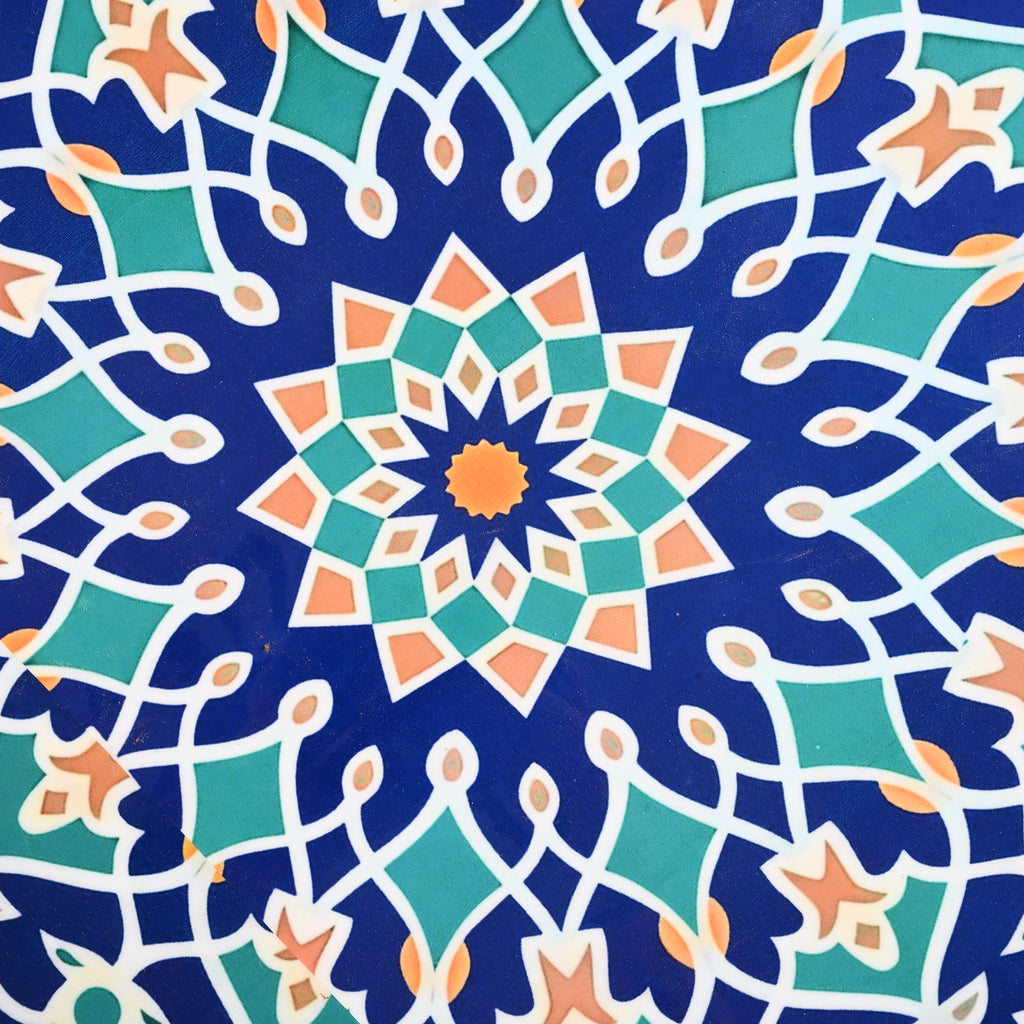 Mango Wood Multi-Colour Mosaic Round End Coffee Table (45 x 45cm) - Blue_8367291_7